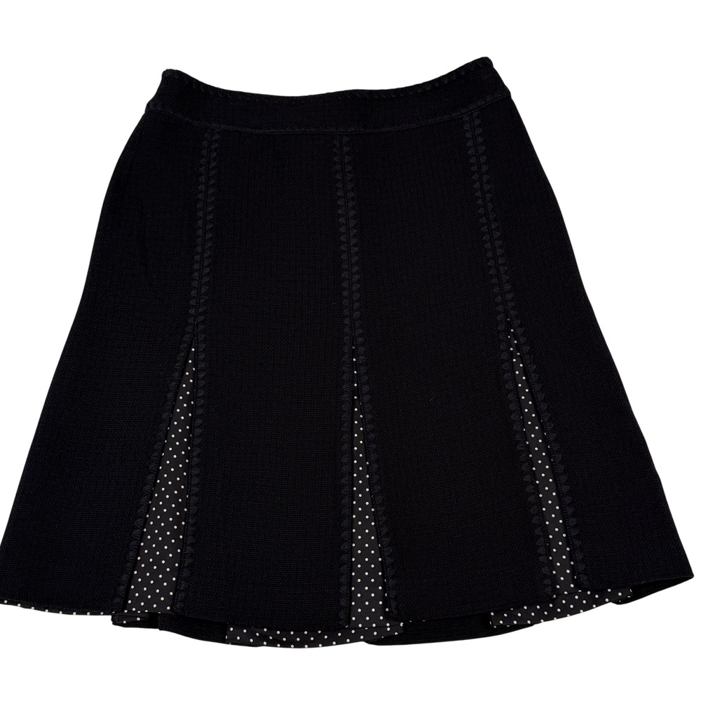 Ann Taylor‎ Skirt 6 A-Line Knee Length Polka Dot Peekaboo Pleated Career Office